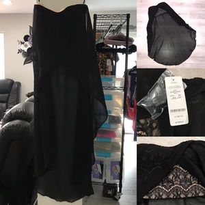 Bebe lace crop top with train